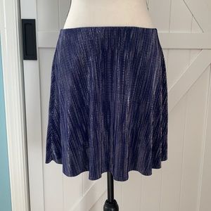 BCBGeneration Midnight Blue Metallic Textured Skirt Size S NWT Elastic Waist